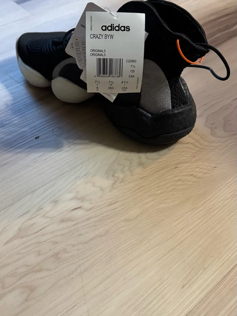 adidas Crazy BYW Athletic Sneakers with Orange Accents